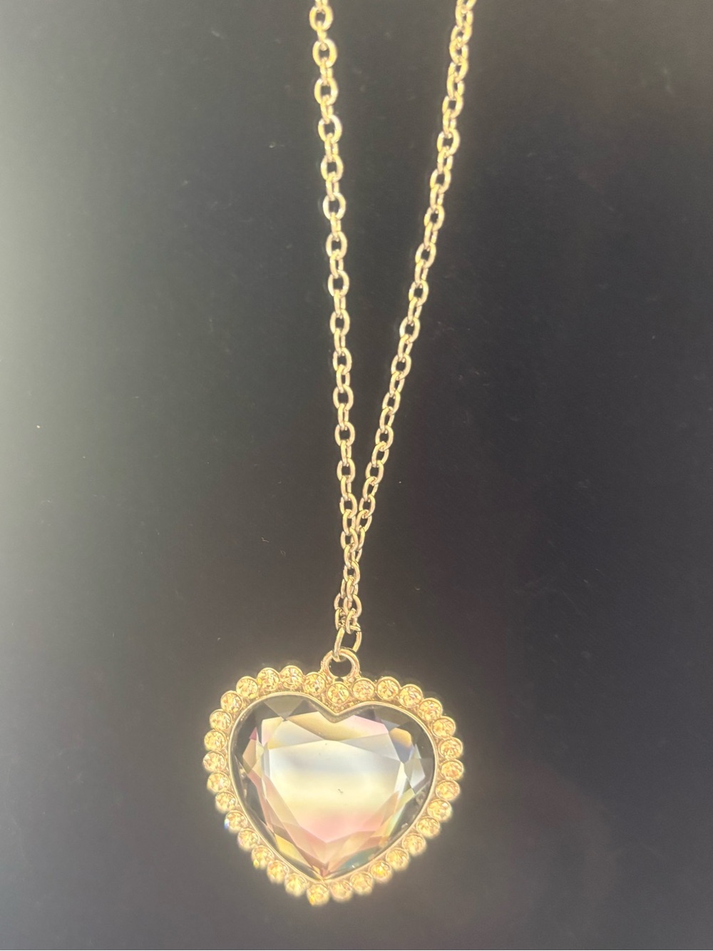 Gold Heart light blue Crystal Pendant Necklace - Women Jewelry